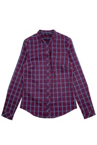 製造長袖紅色格仔恤衫  設計企領恤衫  自製團體襯衫 恤衫製衣廠 rpet 環保再生紗 R361